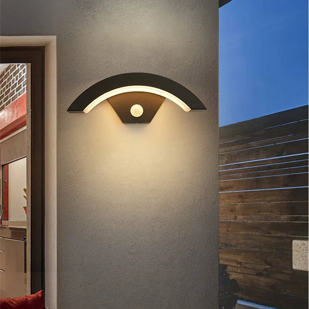 Black Modern waterproof outdoor wall lamp PIR motion sensor wall light 18W 24W Garden porch frontdoor black aluminum lamp body