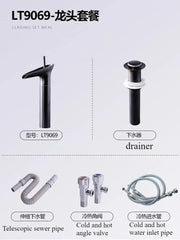 2024 new style Villa Garden outdoor wash basin ceramic wash basin small family column wash table bathroom sink black