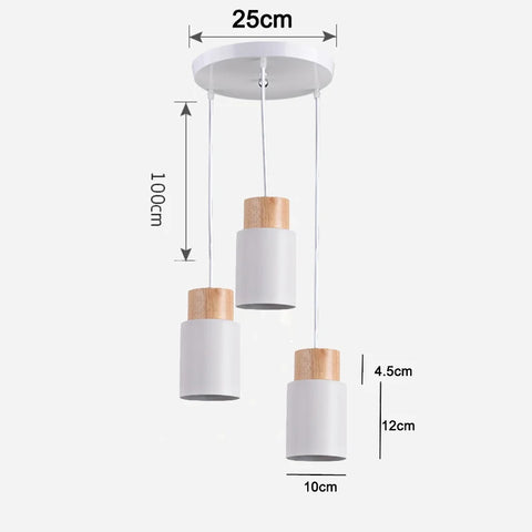Nordic LED Pendant Lights Metal Wood Chandeliers Hanging Lighting Dining Room Kitchen Bar Bedside Lights Pendant Lamps E27 Bulb