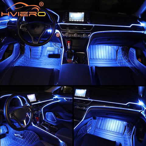 USB Car Led Strip Lights Interior Lights RGB Ambient Lighting Kit Music Sync Function Neon Light Vehicle Accessories Universal