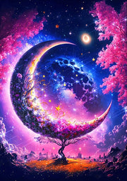 5D Diy Diamond Painting Fantasy Moon Tree Landscape Full Drill Rhinestones Mosaic Embroidery Handmade Products Home Decor Gift