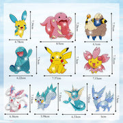 6-12Pcs Pokémon DIY Diamond Painting Keychains Cute Pikachu Rhinestones Art Mosaic Keyring Women Bag Pendant Decor Craft Gift