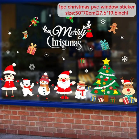 Christmas Window Stickers Christmas Wall Sticker Kids Room Wall Decals Merry Christmas Decorations For Home New Year Stickers