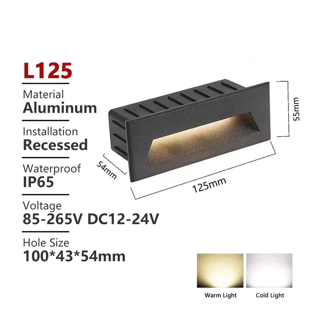 SANDIY Outdoor Stair Light Waterproof Wall Lamp Exterior Step Lighting 12v 220v Balcony Nightlights for Fence Gate Terrace 3w 6w