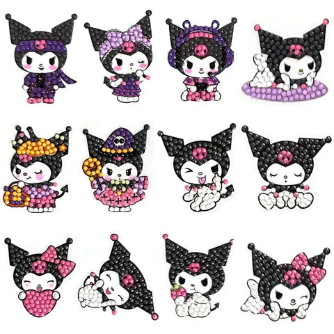 12pcs Anime Pokemon Diamond Painting Kit Diy Handmade Stickers Cartoon Refrigerator Stickers Pikachu Decorate Kids Toy Gifts