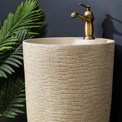 Column Wash Basin Courtyard Integrated Pool Floor-Standing Inter-Platform Basin Balcony Bathroom Pedestal Basin Ceramic YX036WY