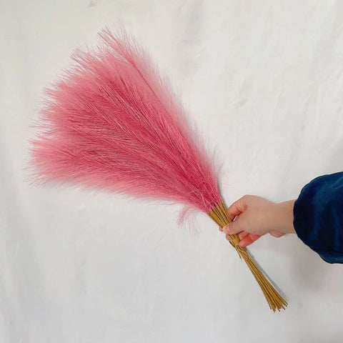 55CM 10PCS Fluffy Pampas Grass Boho Decor Flower Fake Plant Reed Simulated Wedding Party Home Decoration Artificial Flowers