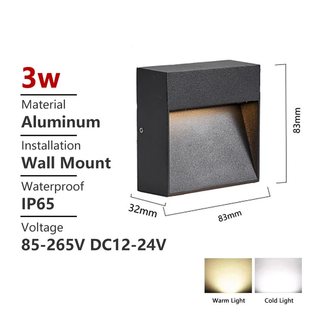 SANDIY Outdoor Wall Lamp Waterproof Led Stair Light 12v Exterior Lighting for Terrace Porch 220v 110v Luminaire Surface Mounted