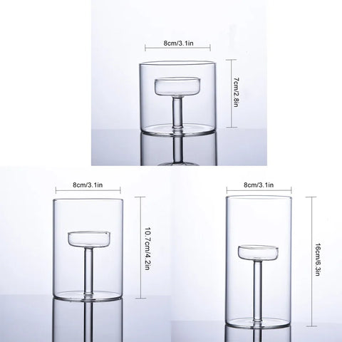 Transparent Glass Candlestick Home Oil Lamp Windproof Candle Holders Cup Cover Table Decor Restaurant Hotel Dining Decorations