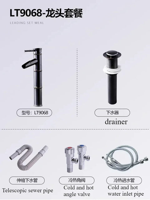 2024 new style Villa Garden outdoor wash basin ceramic wash basin small family column wash table bathroom sink black