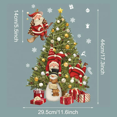 Christmas Window Stickers Merry Christmas Decorations for Home 2024 Christmas Wall Sticker Kids Room New Year Decoration 2025