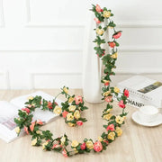 250CM Rose Artificial Flowers Christmas Garland for Home Room Wedding Decoration Spring Arch DIY Fake Plant Vine Autumn Garden