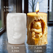 Bear hug jar relief cylindrical candle silicone mold cute squatting Rabbit Squirrel resin mould bee flower cement gypsum molds