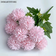 9 Heads Artificial Flowers Ball chrysanthemum Hydrangea Home decor Green Plant Bouquet Bridal Bouquet DIY Wedding Decoration