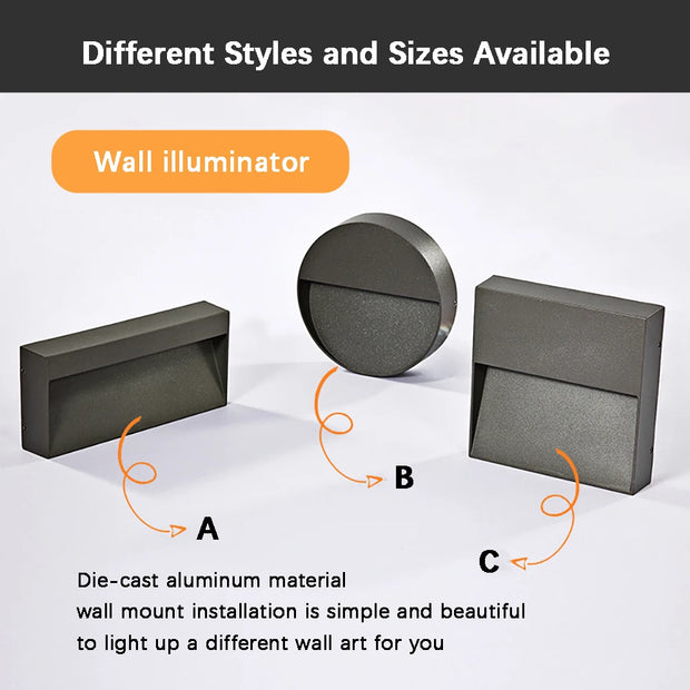 SANDIY Outdoor Wall Lamp Waterproof Led Stair Light 12v Exterior Lighting for Terrace Porch 220v 110v Luminaire Surface Mounted