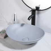 Torayvino Polymer Skin Feel Art Basin Bathroom Vessel Vanity Counter Top Washbasin w/ Mixer Waterfall Faucet & Pop-up Drain Set
