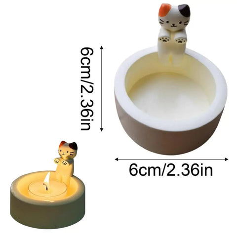 Kitten Candle Holder Warming Its Paws Cute Scented Light Holder Cute Grilled Cat Aromatherapy Candle Holder Desktop Ornaments