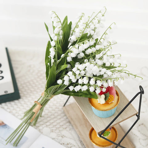 Kahaul Artificial Flower Bellflower Lily Valley Flower Plastic Home  Scrapbooking Christmas Decoration Wedding Party Green Plant