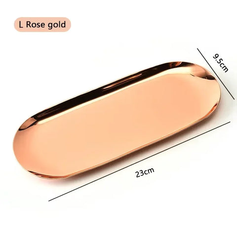Modern Simple Metal Stainless Steel Storage Tray Jewelry Display Tray Shooting Props Trinkets Display Box Multi-functional
