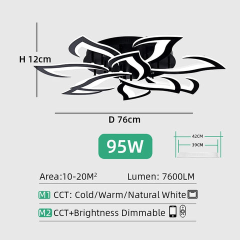 IRALAN Led Ceiling Light Dimmable Brightness Art Deco Lighting Fixtures Phone APP Control Cold Warm Light