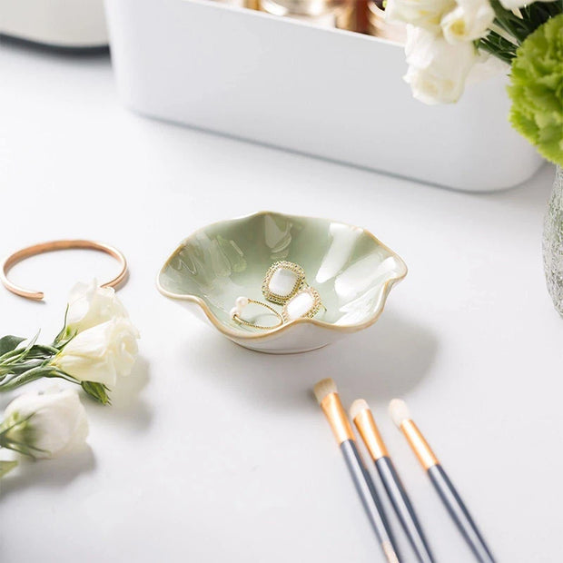 Lotus Jewelry Tray Ceramic Ring Dish Small Key Bowl Cute Ring Holder Trinket Dish  Great Jewelry Organizing For Woman