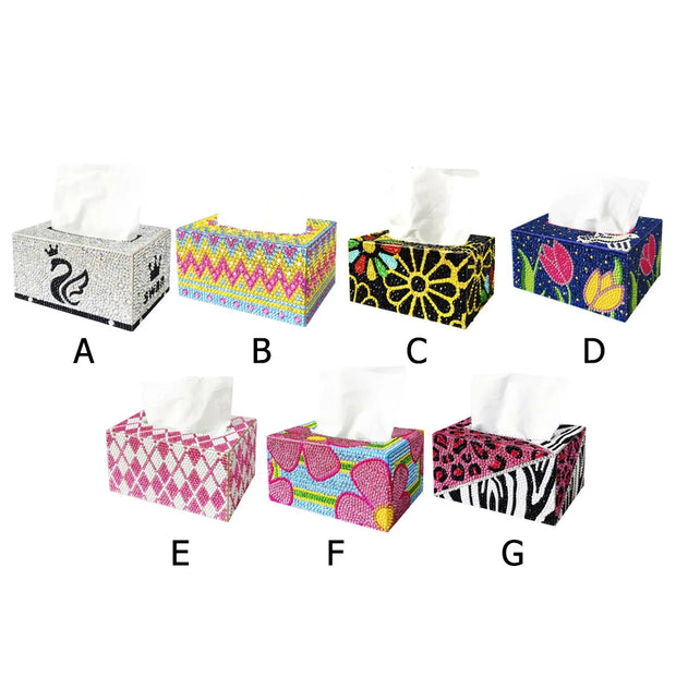 5D Diamond Painting Tissue Box Handmade Mosaic Tissue Box Rhinestone Drawing Art Tissue Dispenser for Home Decor Gift