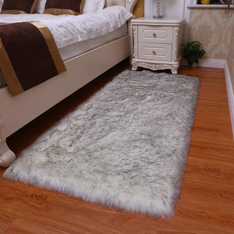Plush Soft Sheepskin Bedroom Carpet Imitation Wool Pad Long Hair Rug Sofa Cushion White Rugs Red Living Room Fur Carpet 25*36cm