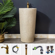 Column Wash Basin Courtyard Integrated Pool Floor-Standing Inter-Platform Basin Balcony Bathroom Pedestal Basin Ceramic YX036WY