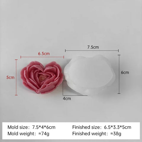 Love Flowers Mold DIY Heart Shaped Roses Aromatherapy Candle Epoxy Resin Plaster Mould Handmade Soap Silicone Molds