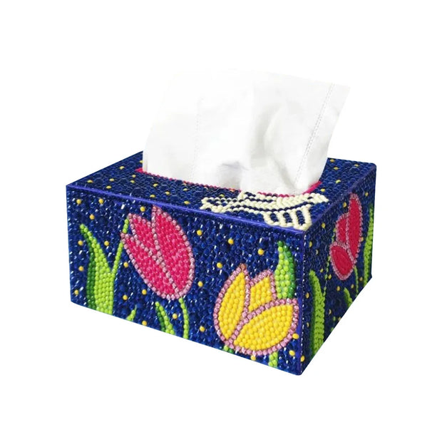 5D Diamond Painting Tissue Box Handmade Mosaic Tissue Box Rhinestone Drawing Art Tissue Dispenser for Home Decor Gift