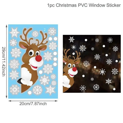 Christmas Window Stickers Merry Christmas Decorations for Home 2024 Christmas Wall Sticker Kids Room New Year Decoration 2025