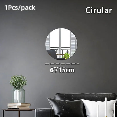 1pcs 3D Mirror Wall Stickers Self-adhesive Mirror Stickers Thicken 2mm Flexible DIY Art Acrylic Mirror Living Room Decoration