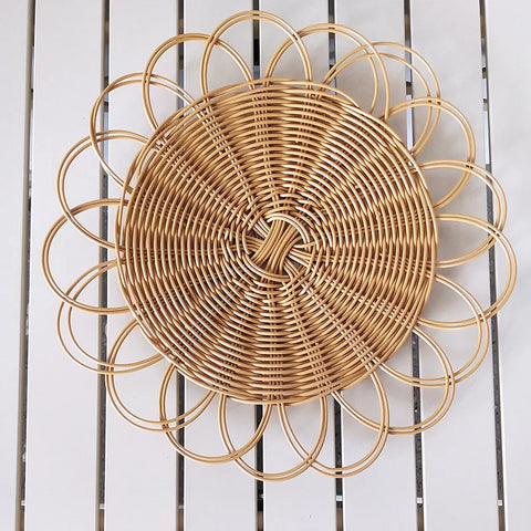 Bohemian Imitation Vine Wall Hanging Pendant Hand Woven Flower Shape Ornaments Crafts Room Living Room Background Wall Decor