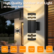 Wall Lamp Outdoor led Lights Waterproof up Down Decor Garden Lights IP65 110V 220V Outdoor Wall Light with 2PCS E27 Bulbs