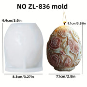 New 3D Tulip flower relief egg candle silicone mold rattan rose peony flowers candle mould Easter relief eggs resin gypsum molds