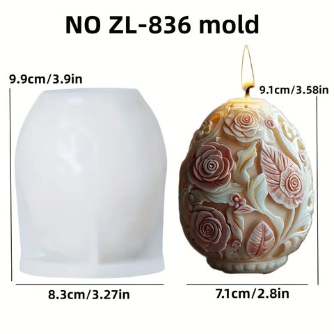 New 3D Tulip flower relief egg candle silicone mold rattan rose peony flowers candle mould Easter relief eggs resin gypsum molds