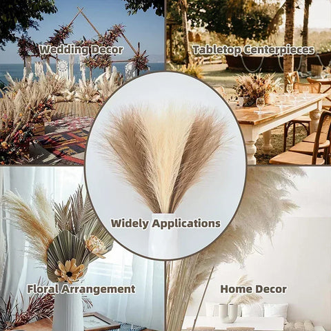 55CM 5PCS Fluffy Pampas Grass Boho Decor Flower Fake Plant Reed Simulated Wedding Party Home Decoration Artificial Flowers