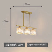 Nordic Modern Luxury Crystal Chandelier Three-Head Restaurant Light for Bar Living Room Hanging Light Fixture