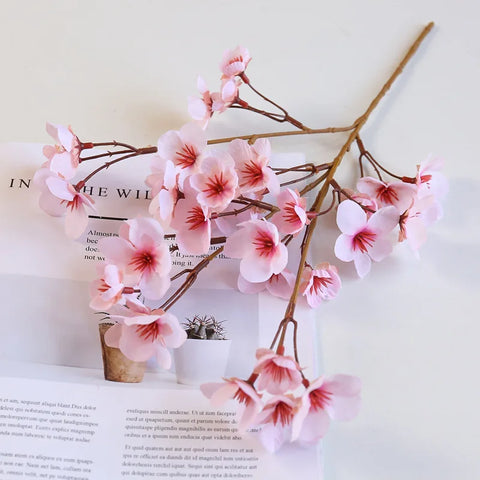 41cm Artificial Cherry Blossom Flower Silk Peach Flowers Fake Plants Arrangement for DIY Garden Home Wedding Party Decor Pink