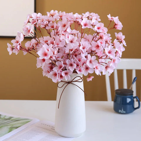 41cm Artificial Cherry Blossom Flower Silk Peach Flowers Fake Plants Arrangement for DIY Garden Home Wedding Party Decor Pink