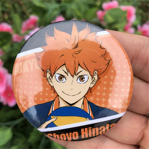 Anime Haikyuu!! Karasuno Shoyo Hinata Tobio Kageyama Daichi Sawamura Daichi Sawamura Cosplay Badge Pin SPTE Tinplate Brooch Prop