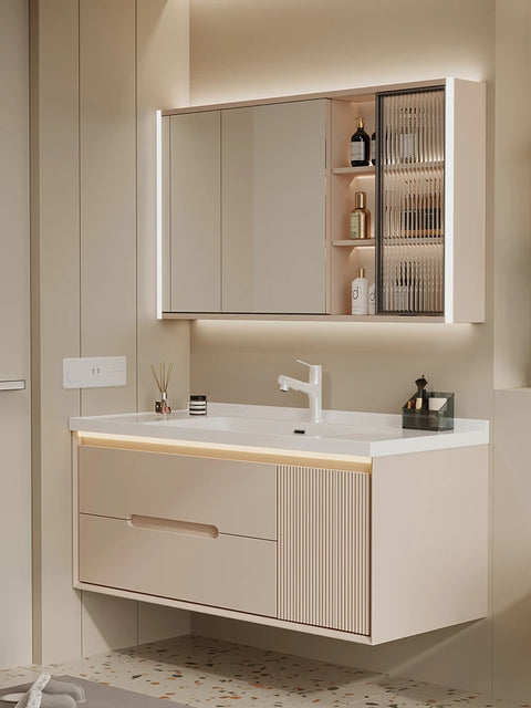 Cream wind bathroom cabinet ceramic integrated basin toilet wash basin washbasin cabinet combination washbasin basin bathroom ca