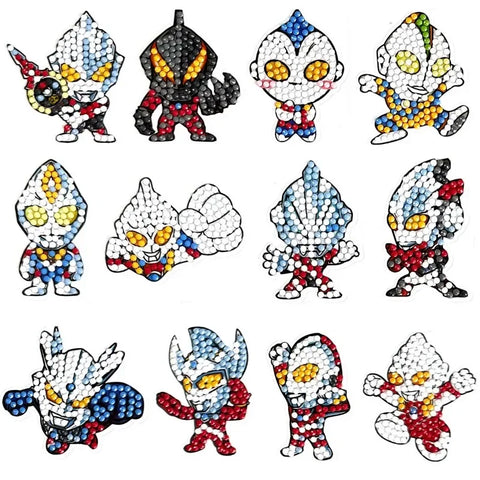 12pcs Anime Pokemon Diamond Painting Kit Diy Handmade Stickers Cartoon Refrigerator Stickers Pikachu Decorate Kids Toy Gifts