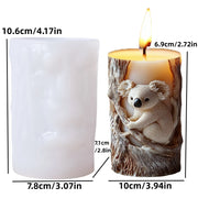 Bear hug jar relief cylindrical candle silicone mold cute squatting Rabbit Squirrel resin mould bee flower cement gypsum molds
