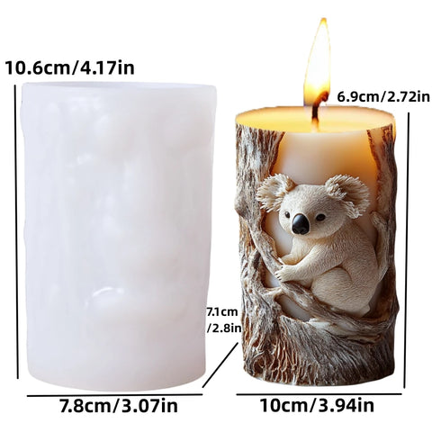 Bear hug jar relief cylindrical candle silicone mold cute squatting Rabbit Squirrel resin mould bee flower cement gypsum molds