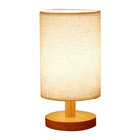 Solid Wood Night Lamp New Linen Table Lamp LED Desk Lamp Eye Protection Nightstand Lamp USB Powered Beside Lamp Bedroom Decor