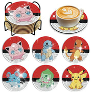 6/8/9/12pcs DIY Pokémon Diamond Painting Cousters Cute Cartoon Rhinestones Art Mosaic Cup Pad Table Placemat Home Decor Gift