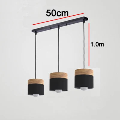 Nordic LED Pendant Lights Metal Wood Chandeliers Hanging Lighting Dining Room Kitchen Bar Bedside Lights Pendant Lamps E27 Bulb