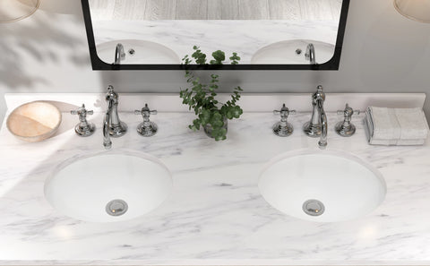 MEJE Undermount Oval Bathroom Sink, Ceramic White Vanity Top Sink with Overflow