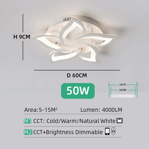 IRALAN Led Ceiling Light Dimmable Brightness Art Deco Lighting Fixtures Phone APP Control Cold Warm Light